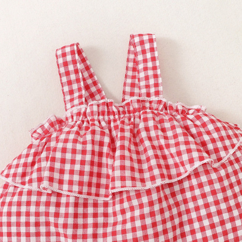 Conjunto De 2 Piezas Con Vestido Halter De Algodón Para Bebé Rojo 0-3 M