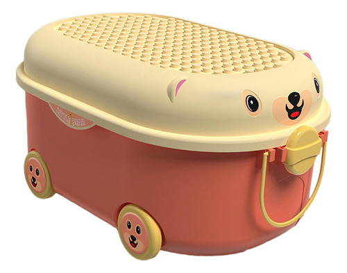 Caja De Almacenamiento De Juguetes Con Ruedas, Rosa