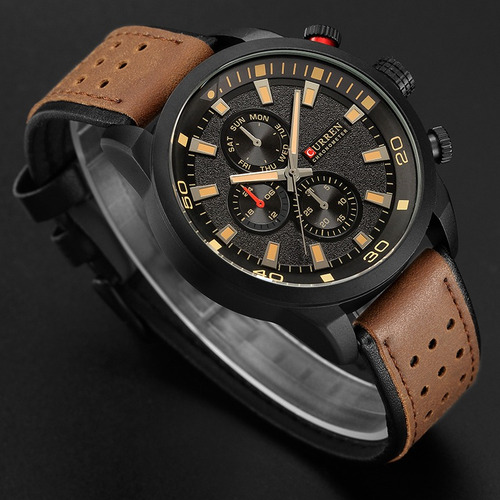 Imagen 2 de 6 de Reloj De Cuero Deportivo De Lujo Curren Para Hombre Chronogr