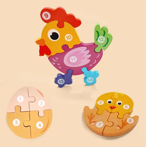 Rompecabezas Montessori Secuencial Con Temática De Pollito