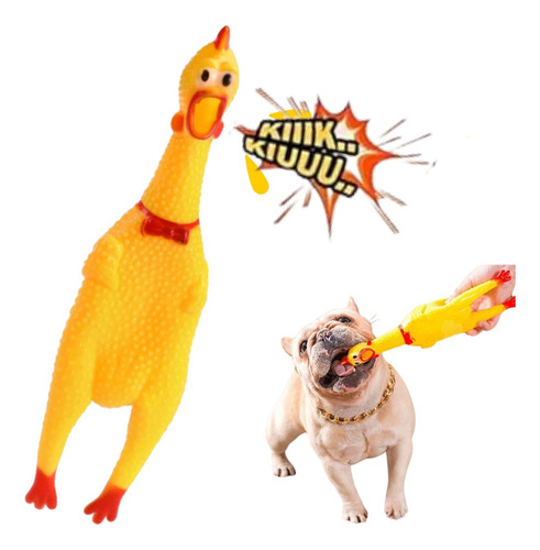 Pollo Chillon De Juguete Para Perros Mascotas Mediano 28cm