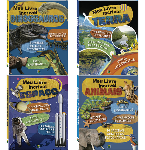 Combo Meu Livro Incrível... Animais + Dinossauros + Espaço