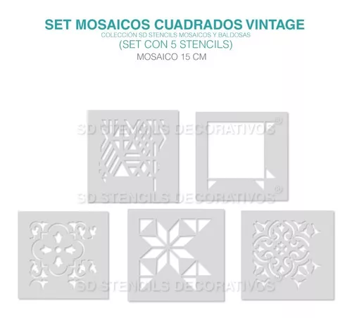 Plantilla stencil 30x30cm mosaico, ideal para decorar en tela