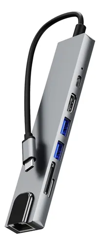 D Multipuertos De Adaptador De Concentrador Ethernet Tipo C,