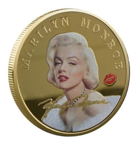 Moeda Marilyn Monroe Estrela Hollywood Dourada Comemorativa