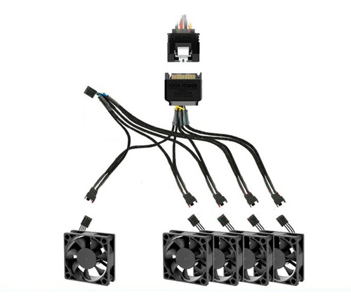 Divisor O Splitter Con Alimentación Sata 5 Ventiladores Pwm