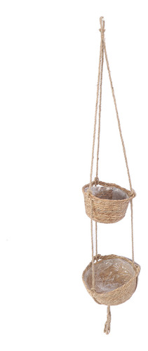 Cesta Colgante Tejida De 2 Niveles Para Colgar Frutas