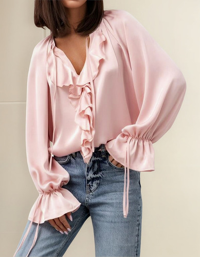 Camisetas Femininas De Primavera E Verão Com Babados, Trompe