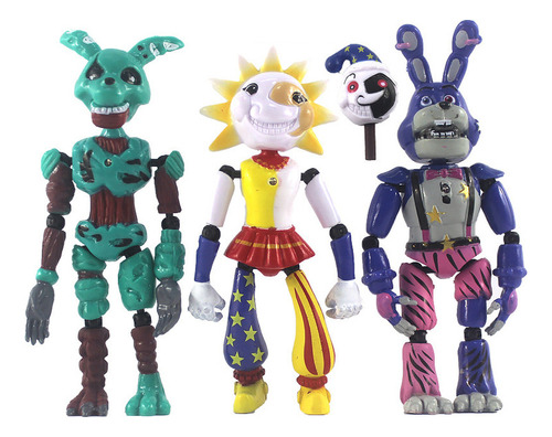 Juego De 3 Figuras De Anime Fnaf Sundrop Movibles Bonnie Bea