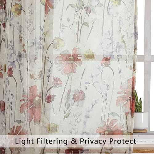 Owenie Crushed Semi Sheer Curtains 72 Pulgadas De Largo 2 P