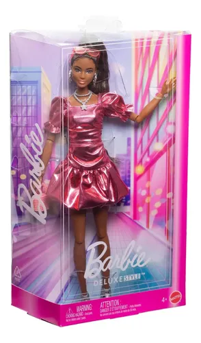Barbie Deluxe Style Doll 6 En Metallic Coral Pink Vestido De