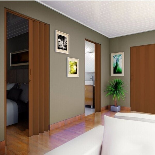 Porta Sanfonada Pvc Polifort 210cmx60cm Mogno Bwt