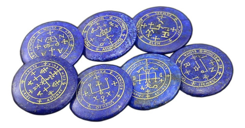7 Símbolos Grabados En Cristal De Lapislázuli Azul Natural