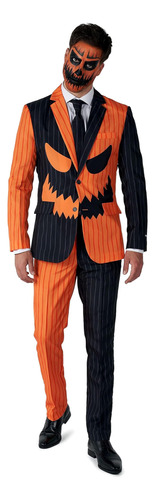 Men S Halloween Pumpkin Suit Costume Jack Pinstripe Cosplay