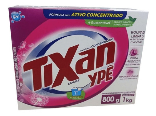 Atacado C/8 Sabão Em Pó Concentrado Maciez Tixan Ypê 800g