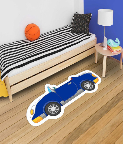 Tapete Decorativo Infantil Neoprene 2mm Carro 57x137cm Cores Cor Azul