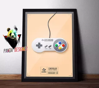 Quadro Nintendo Snes Poster Retro Gamer Nerd Decoração Vidro