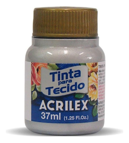 Tinta Tecido Metálica 37ml Prata Acrilex