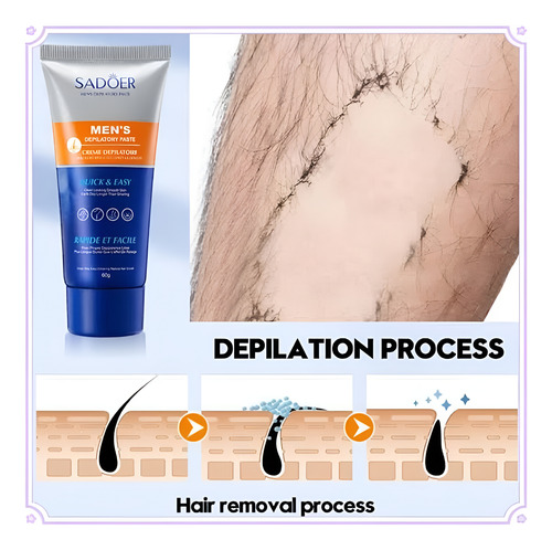 Crema Depiladora Sadoer Rostro Cuerpo Partes Intimas 60gr