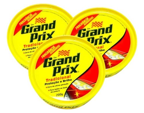 Kit 3 Ceras Grand Prix Tradicional Proteção E Brilho 200g