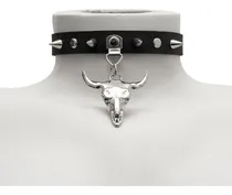 Comprar Choker Crânio Spike Gargantilha Gótico Couro Sintético Off