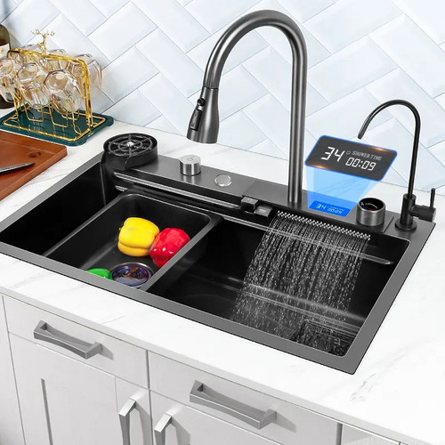 80*45*22cm LED Fregadero De Organizadores Cocina Tarja De Acero Inoxidable Los Colores No Destiñen Incluye 2 Dispensadore , Duradero Elegante Y De Alta Gama Adecuado Para Múltiples Escenarios