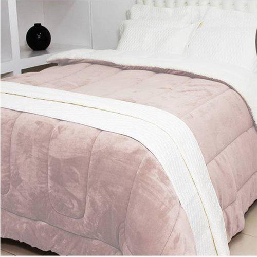 Coberdrom Flannel Sherpa Casal 180x220cm Rose Naturalle