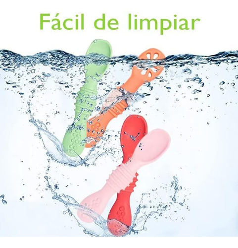 Juego De 6 Cucharas Masticables De Silicona Arcoíris