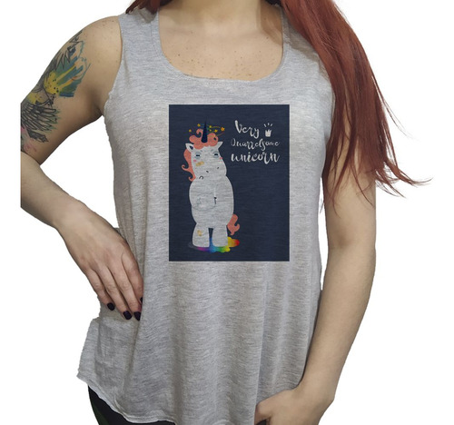 Musculosa Acampanada Unicorn Very Bad Unicornio Muy Malo M4