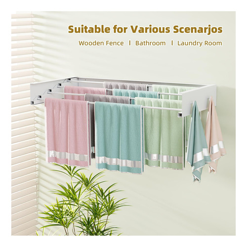 Ropa Bakon Rack Secado Mural Made Para Lavandería, Ropa De 4