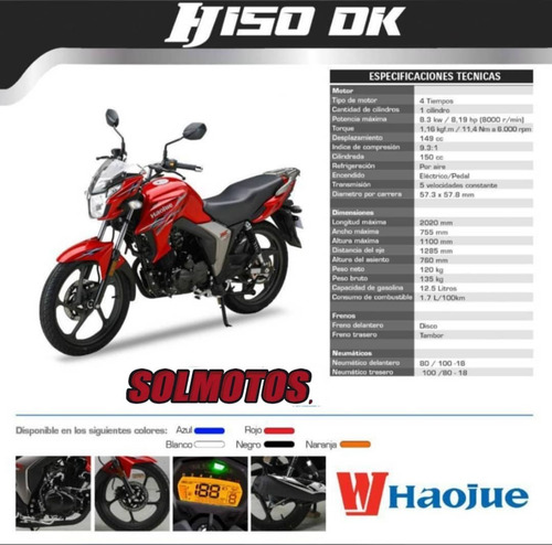 Imagen 3 de 3 de Haojue 150 Dk 2023