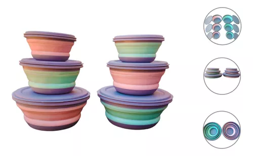 Tupper Bowl Plegable de Silicona x 3 Unidades rosa