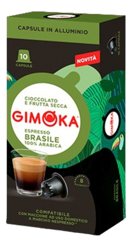 Cápsulas De Café Gimoka Espresso Brasile Aluminio 10 Cápsula
