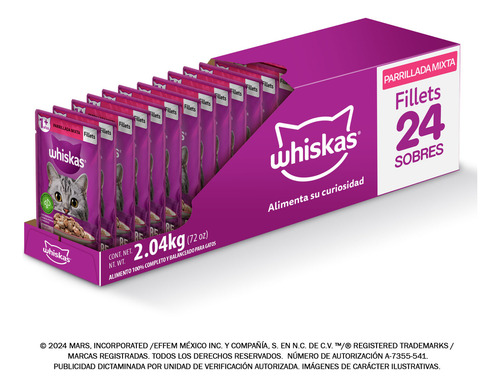 Pack X24 Alimento Gato Whiskas Fillets Parrillada Mixta