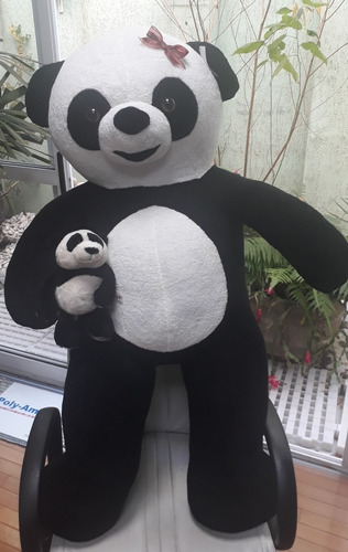 Urso Panda Grande Pelúcia Gigante 1,2 Mts 120cm + Filhote