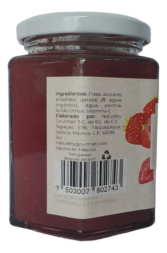 Duo Mermelada Artesanal Endulzada Con Jarabe De Agave Fresa