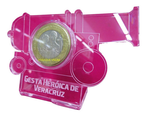Pedestal Para Moneda 20 Pesos Veracruz 2014 De Acrilico #7