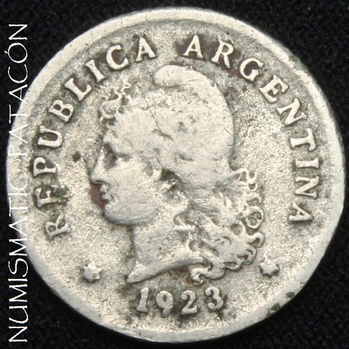 Moneda Argentina 10 Centavos Niquel 1923