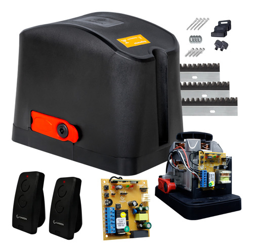 Kit Motor Portão Dz Casa Garen 1/4 Hp 2 Controles 3,5metros Cor Preto 220v