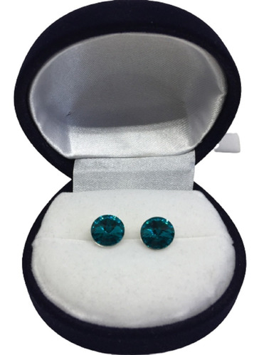 Aro Rivoli Blue Zircon, Made With Swarovski, Plata 950