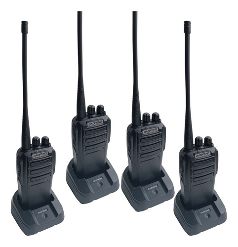 Kit 4 Walkie Talkie Baofeng Uv-6 Banda Dupla 128 Canais Ht Bandas De Freqüência Dual Band Cor Preto
