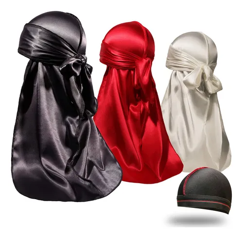 Forcewave Paquete De 3 Piezas De Durags Sedosos Y 1 Gorro On
