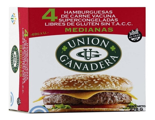  32 Hamburguesas Union Ganadera 69grs + Pan La Perla