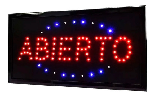 Cartel Led Luminoso Abierto Directo  220v Azul Y Rojo Envios