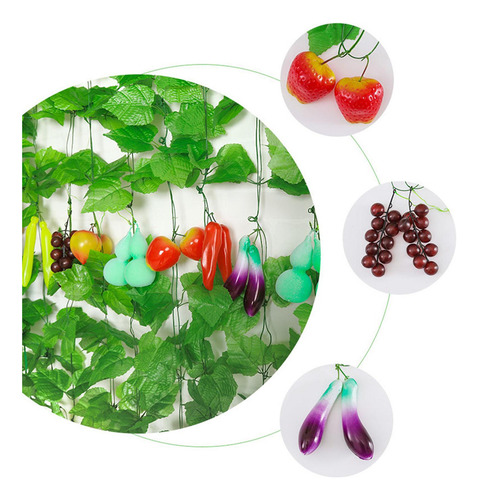 3x Hojas , Enredaderas De Frutas Artificiales, Uva