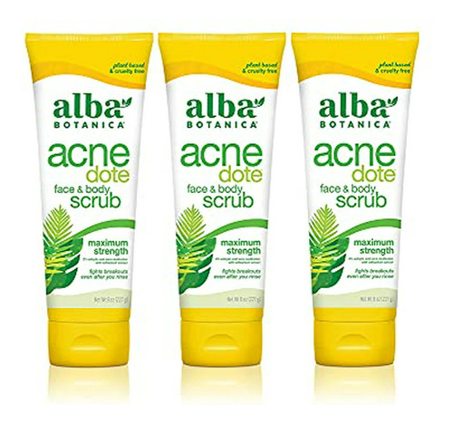 Exfoliante Alba Botanica Acnedote, Pack 3 X 8 Oz