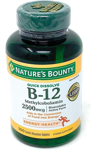 Natures Bounty Vitamina B12 Quick Dissolve 2500 Mcg 300 Pzas