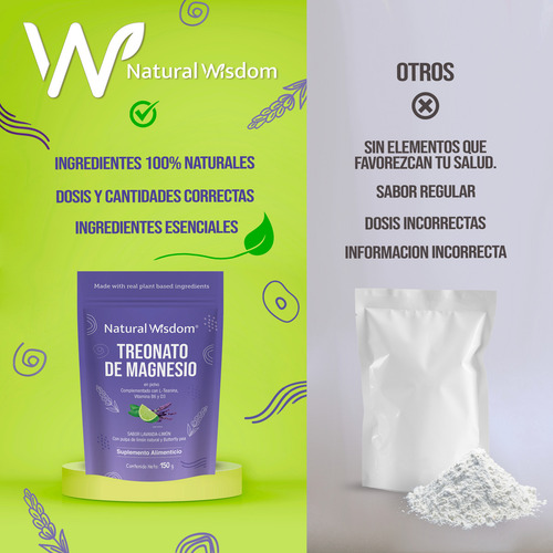 Nw Treonato De Magnesio En Polvo Con Alulosa L-teanina 150g Sabor Lavanda-Limón
