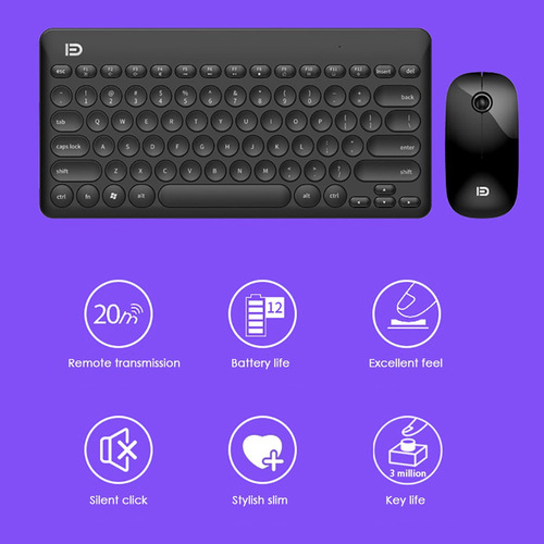 Fd Ik6620 Ultrafino 2.4g Teclado Sem Fio Set Mouse Gaming