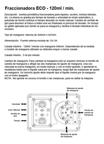 Fraccionadora Eco-120ml Bomba Peristaltica